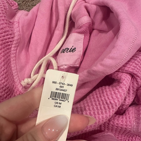 Aerie Pink Waffle Hoodie & Shorts Set - Picture 4 of 8